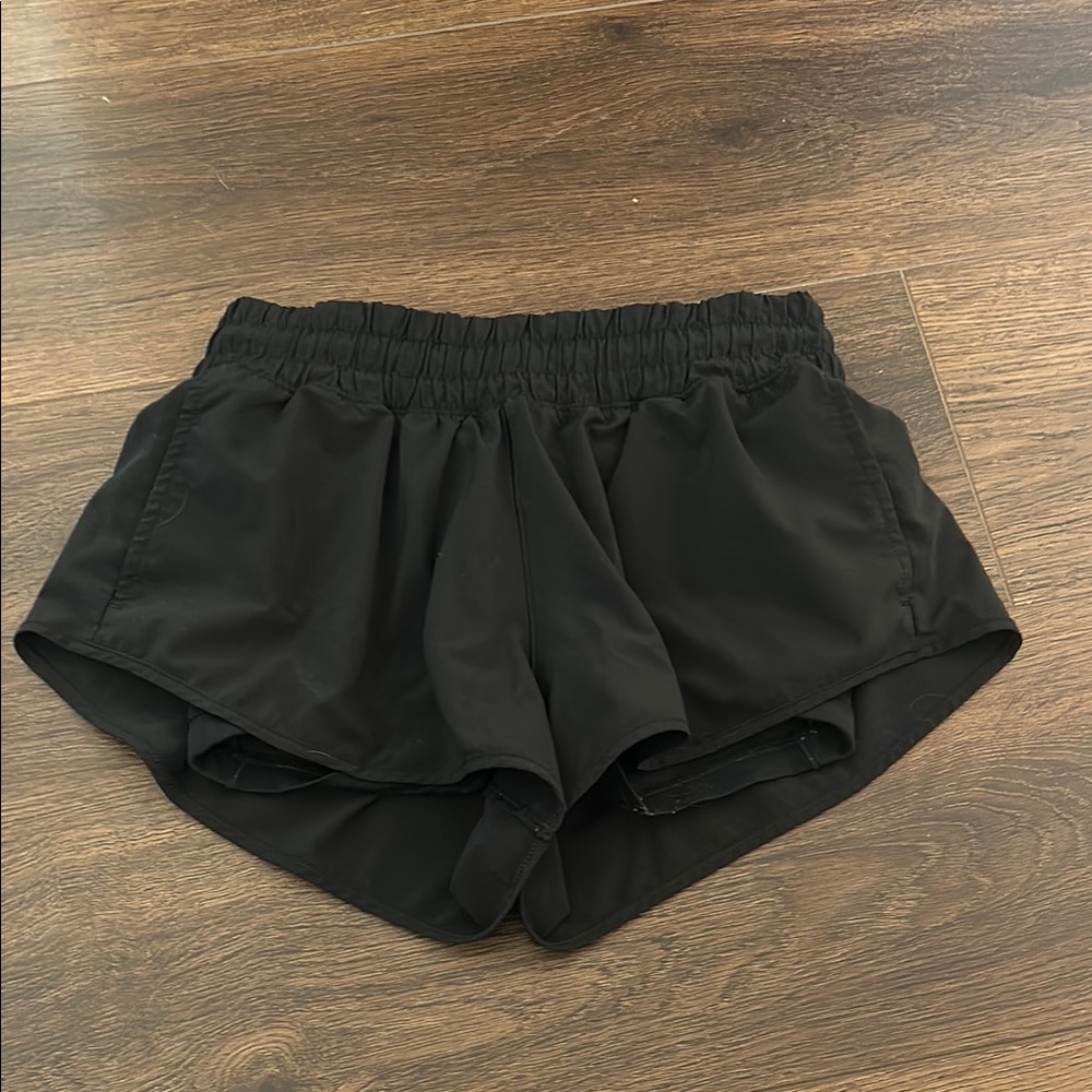 Aerie Black Athletic Shorts with Moisture-Wicking Fabric with Pockets